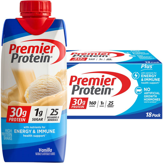 Premier 30g Protein PLUS Energy and Immune Support Shakes, 11 fl oz, 18-pack