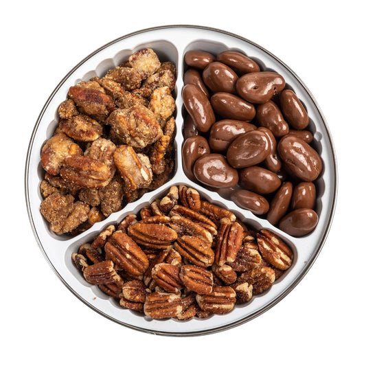 Heaton Pecans Roasted Salted Pecans, Chocolate Covered Pecans, Praline Pecan Tin 2.3 lb Total