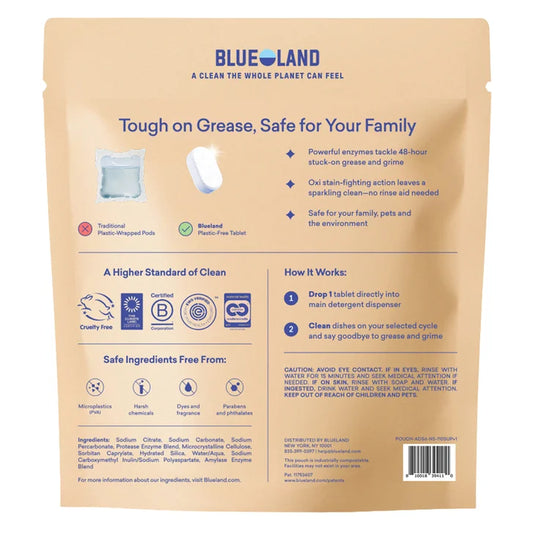 Blueland Dishwasher Detergent Tablets, Fragrance-Free, 220-count