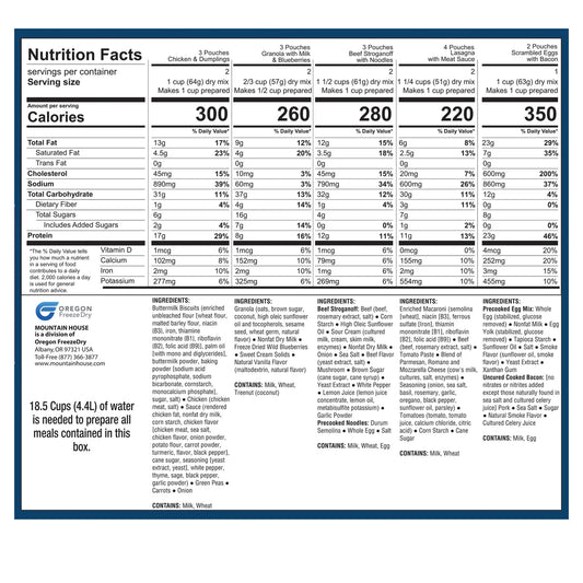 Mountain House Emergency Meal Kit 15-Pouch Assortment (28 Total Servings)