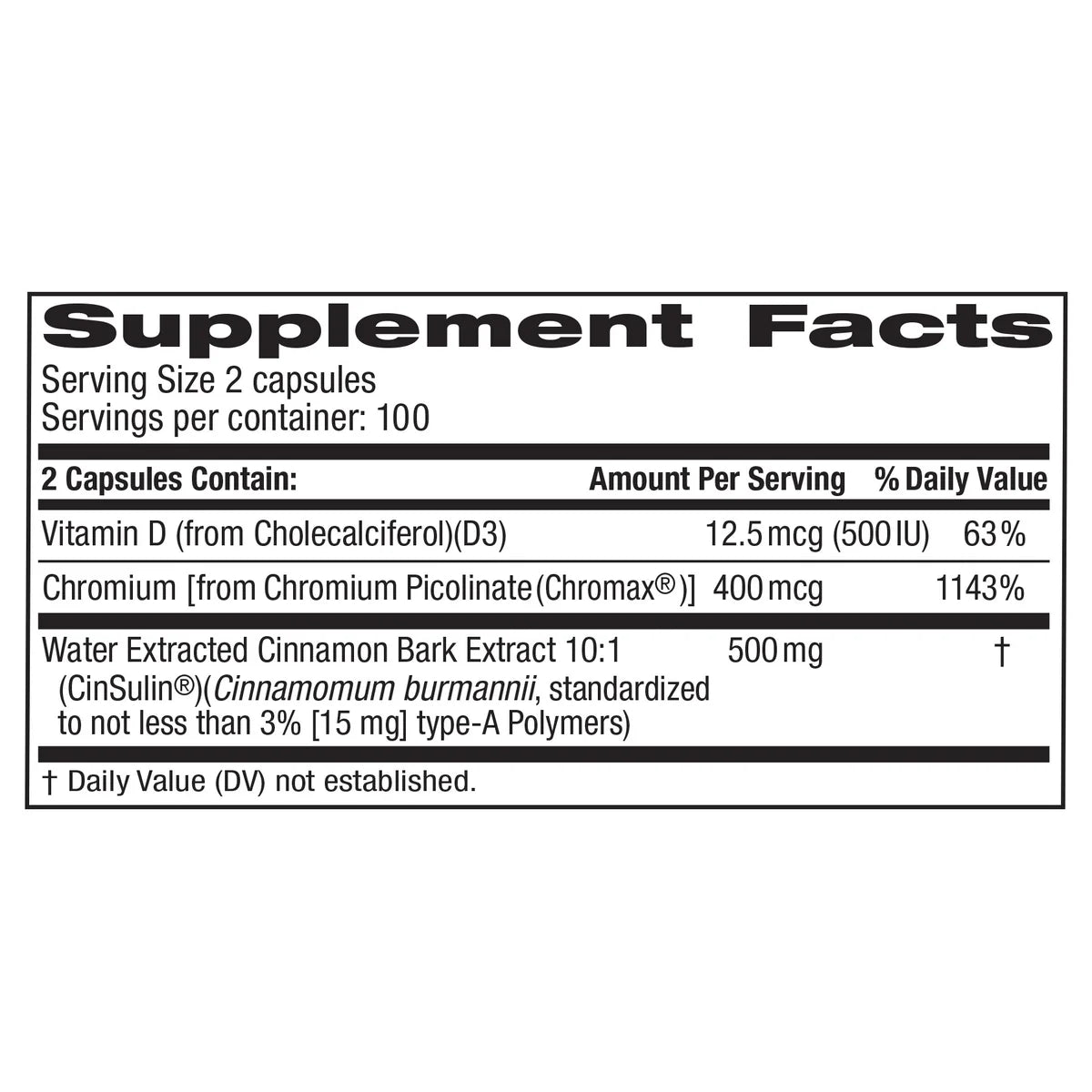 trunature Cinnamon Concentrate Cinsulin 500mg, 200 Vegetarian Capsule