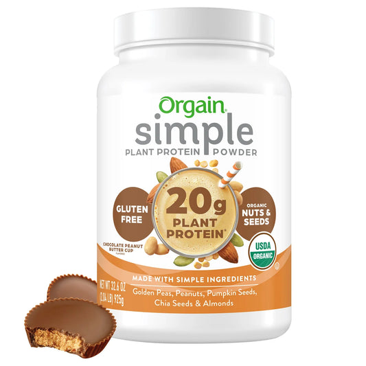 Orgain USDA Organic Simple Plant Protein Powder, Chocolate Peanut Butter Cup, 32.6 oz