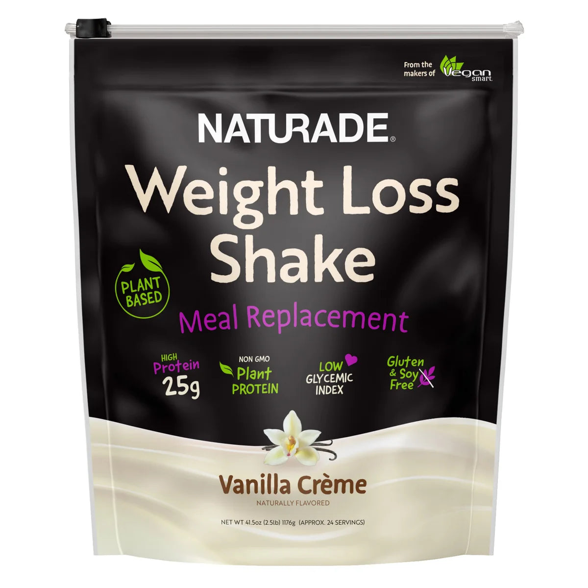 NATURADE Plant-Based Weight Loss High Protein Shake, Vanilla Creme, 2.5 lbs