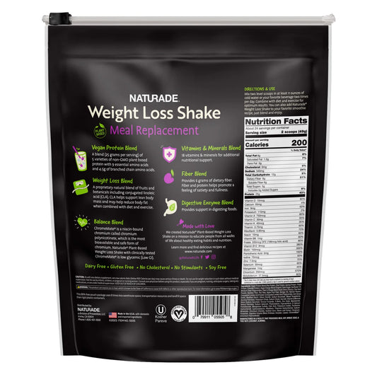 NATURADE Plant-Based Weight Loss High Protein Shake, Vanilla Creme, 2.5 lbs