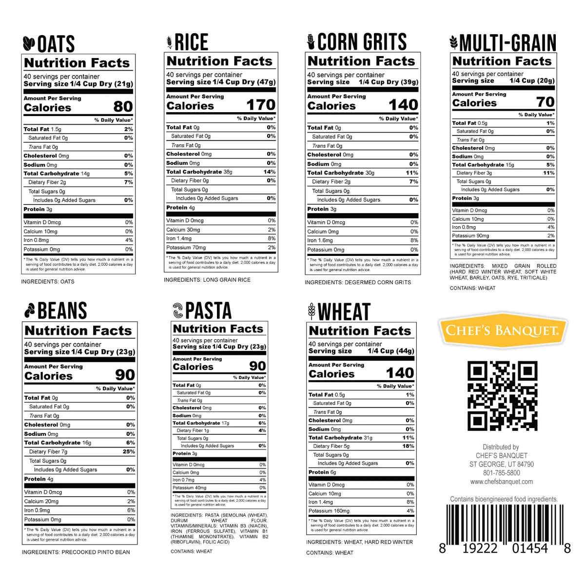 Chef's Banquet Emergency Food Supply Basics (280 Total Servings)