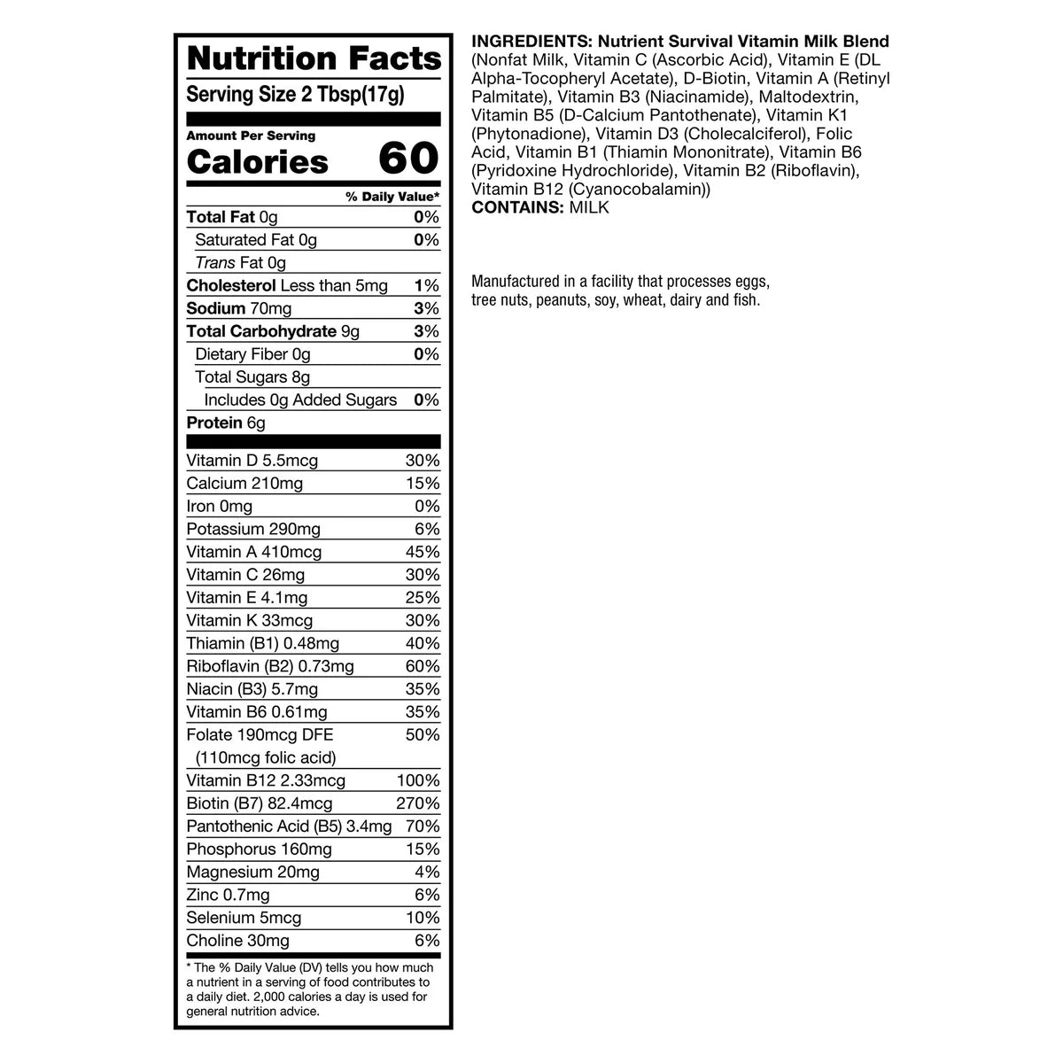 Nutrient Survival Powdered Milk 6-pack,(360 Total Servings)