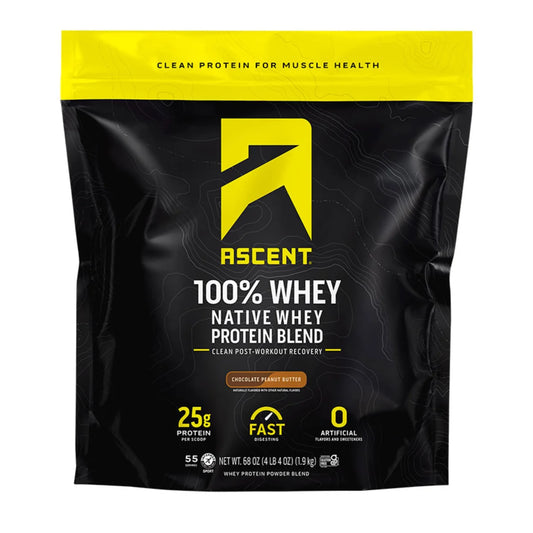 Ascent 100% Whey, Native Whey Protein Blend, Chocolate Peanut Butter, 4.25 lbs