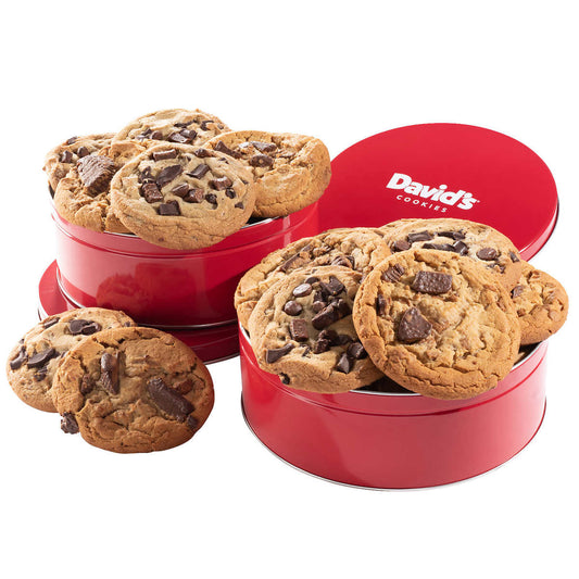 David’s Cookies Decadent Triple Chocolate made with mini Hershey’s Kisses and Reese’s Peanut Butter Cup Cookies Tin – 2 Count