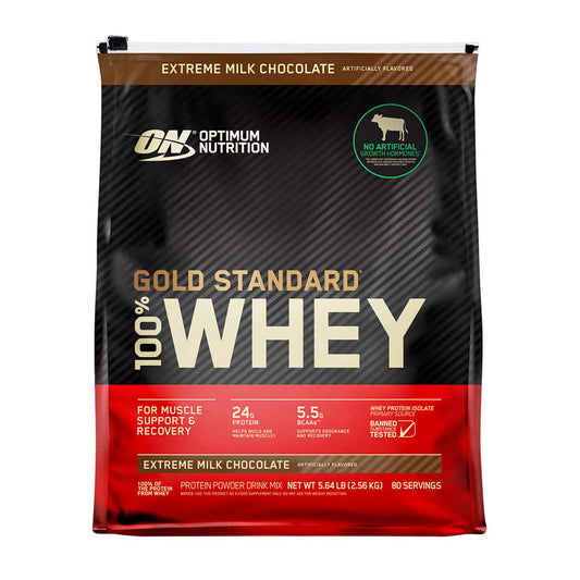 Optimum Nutrition Gold Standard 100% Whey Protein Powder, Extreme Milk Chocolate, 5.64 lbs