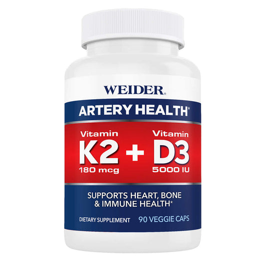 Weider Artery Health with Vitamin K2 Plus D3, 90 Veggie Caps