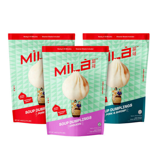 Mila Variety Pack - Xiao Long Bao Soup Dumplings - 50 Dumplings Per Bag, 3 Bags Total