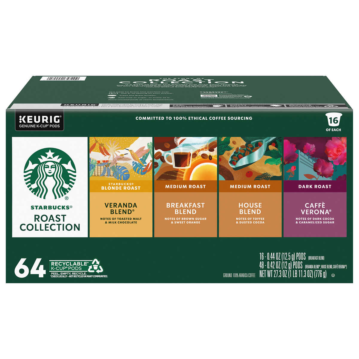 Starbucks Classic Roasts Variety Pack K-Cup Pod, 64-count