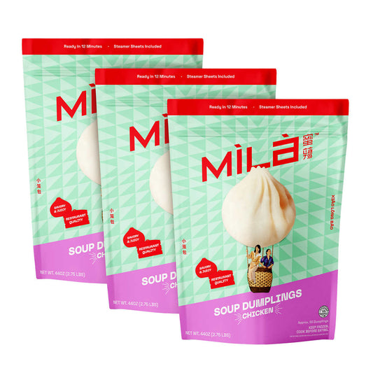 Mila Chicken Xiao Long Bao Soup Dumplings - 50 Dumplings Per Bag, 3 Bags Total