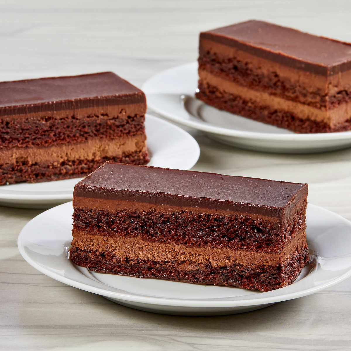 Classic Cake Devil's Food Cake Chocolate Entremet Quarter Sheet Cake (14 Pre-Cut Total Slices, 4 Oz. Per Slice, 3.5 Lbs. Total Box)