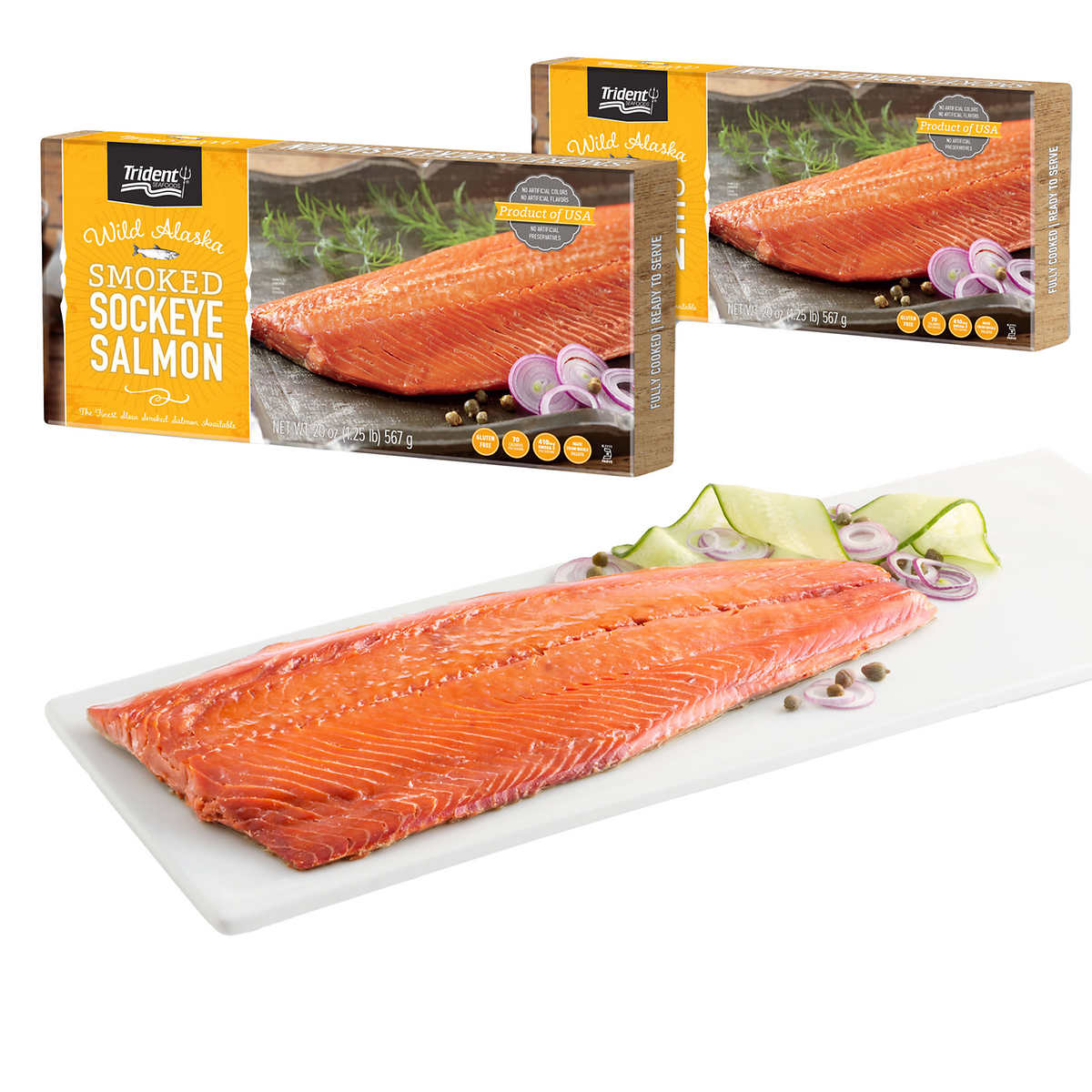 Trident Seafoods Smoked Sockeye Salmon, 2 Gift Packs