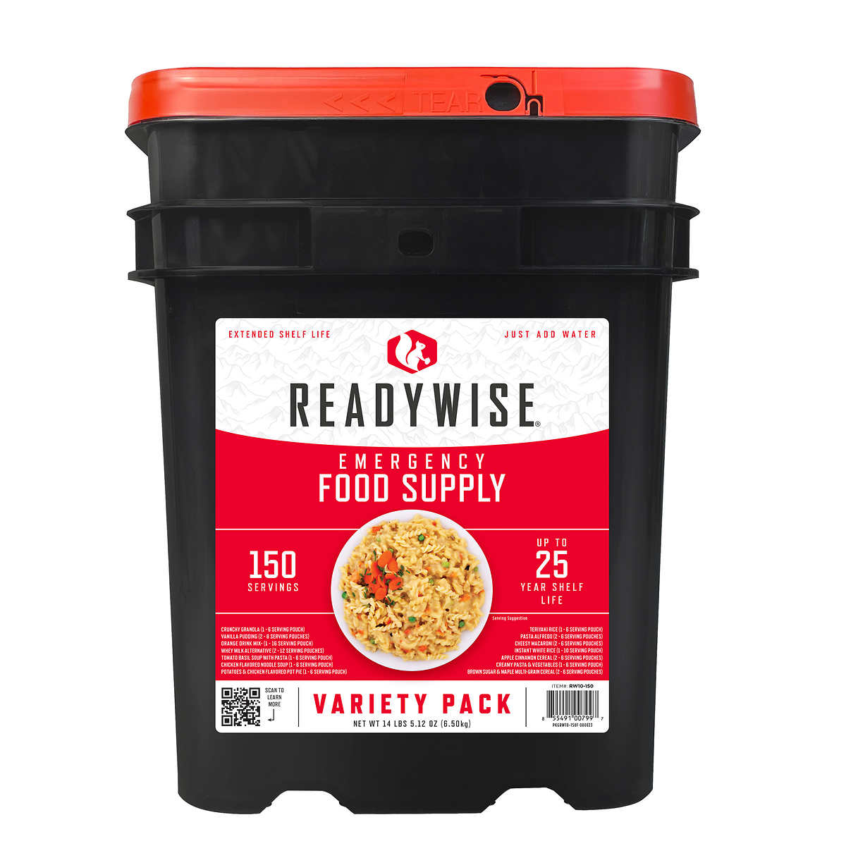 Readywise 150 Serving Emergency Food Bucket (150 Total Servings)