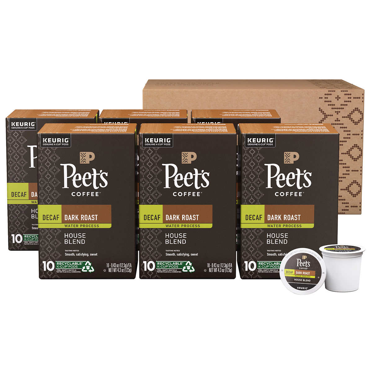 Peet’s Coffee Decaf House Blend K-Cup Pod, 60-count