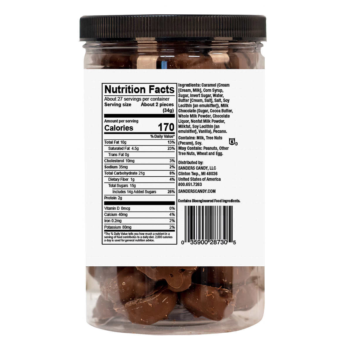 Sanders Milk Chocolate Pecan Caramel Clusters 32 oz, 2-pack