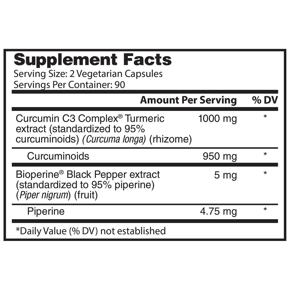 Nature's Lab Turmeric Extract 1000mg with Curcumin C3 Complex & BioPerine, 180 Vegetarian Capsules