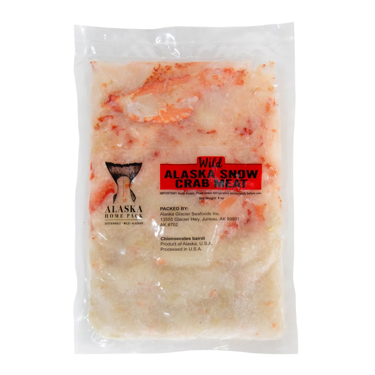 Wild Alaska Snow Crab Meat (Bairdi Crab 8 oz. Pack) 12 Total Packs, 6 Lbs. Total