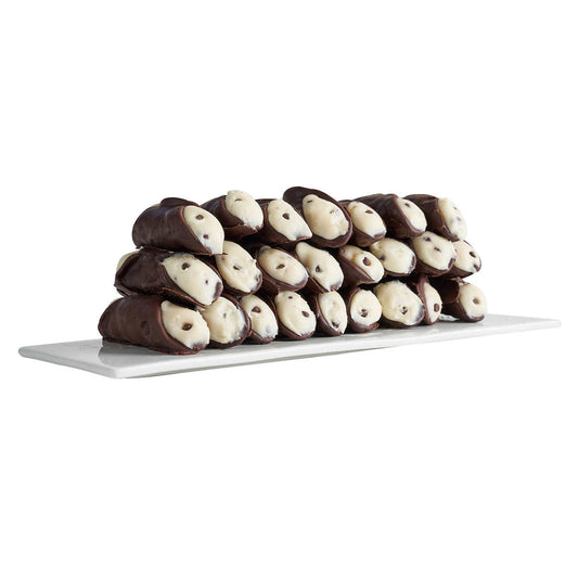 Ferrara's Bakery 48 Mini Cannoli's (24 Plain Filled and 24 Hand Dipped Belgian Chocolate) - 1.5" to 2" In Length