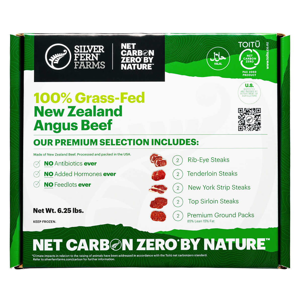 Silver Fern Farms 100% New Zealand Grass-Fed, Net Carbon Zero Steak Box - 10 Total Packs, 6.25 Lbs. Total