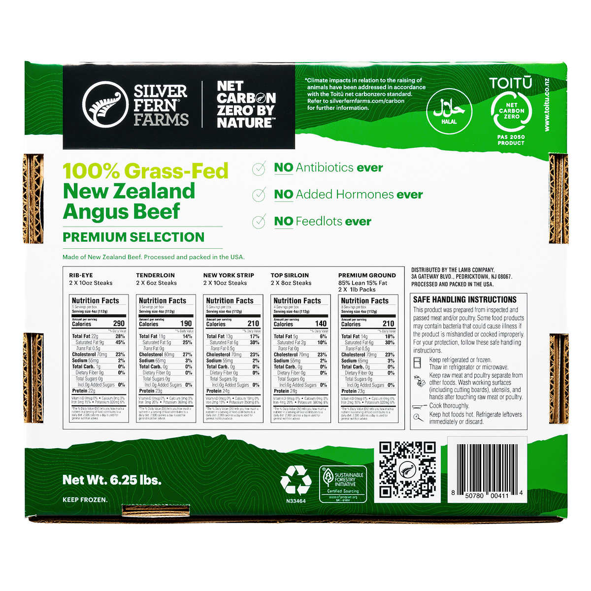 Silver Fern Farms 100% New Zealand Grass-Fed, Net Carbon Zero Steak Box - 10 Total Packs, 6.25 Lbs. Total