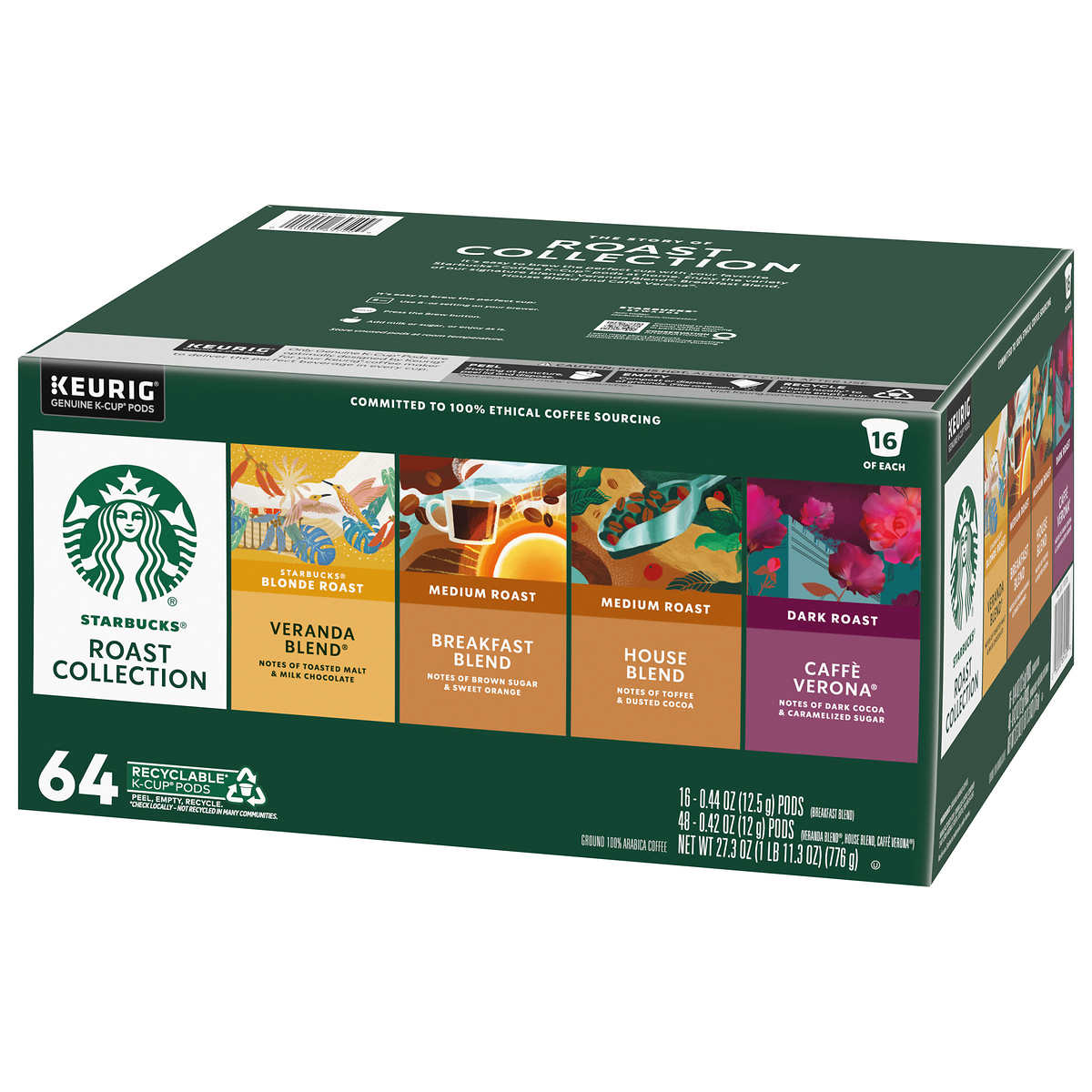 Starbucks Classic Roasts Variety Pack K-Cup Pod, 64-count