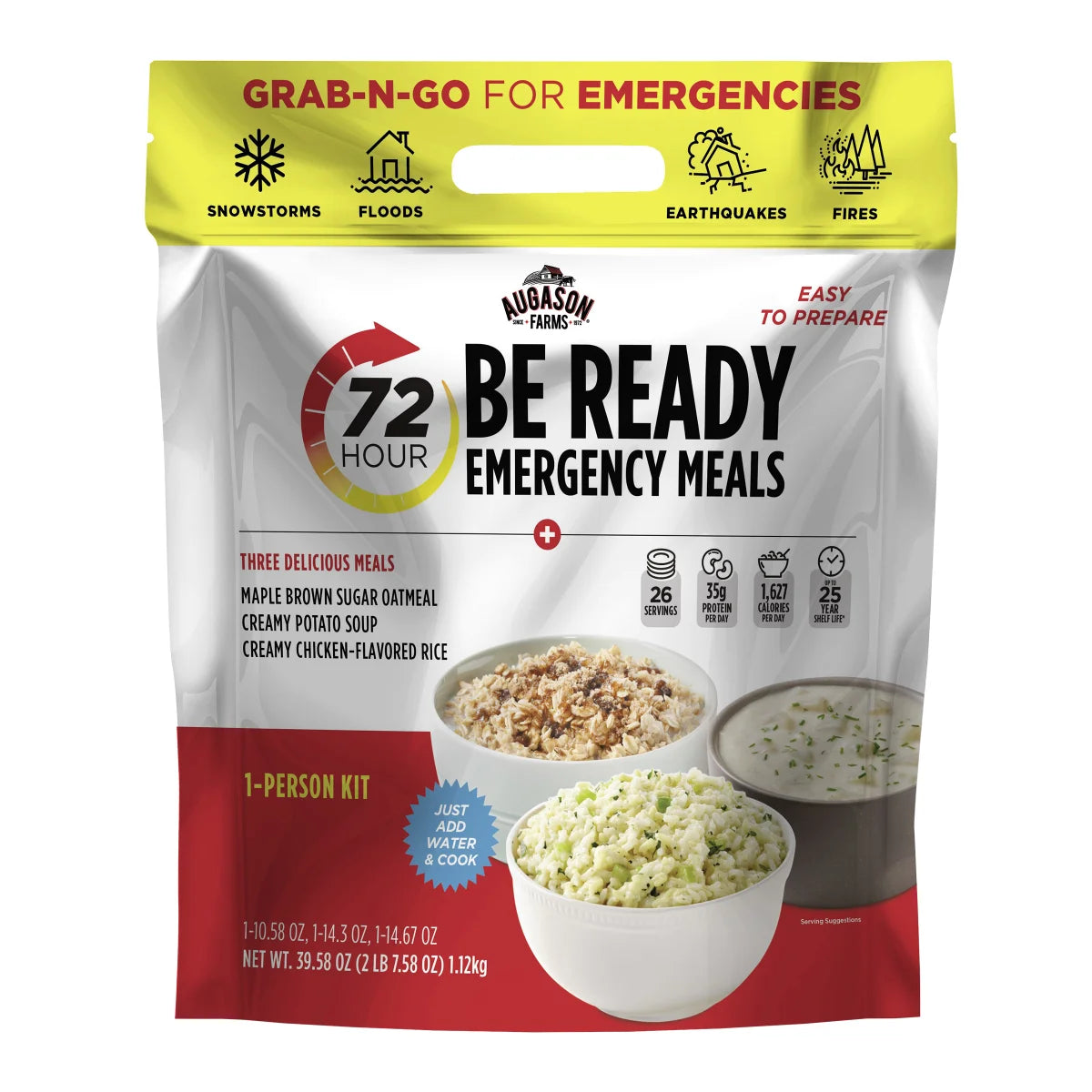 Augason Farms Deluxe 30-Day Emergency Food Supply 5-Gallon Survival Food with 72-Hour Be Ready “On-The-Go” Kit (226 Total Servings)