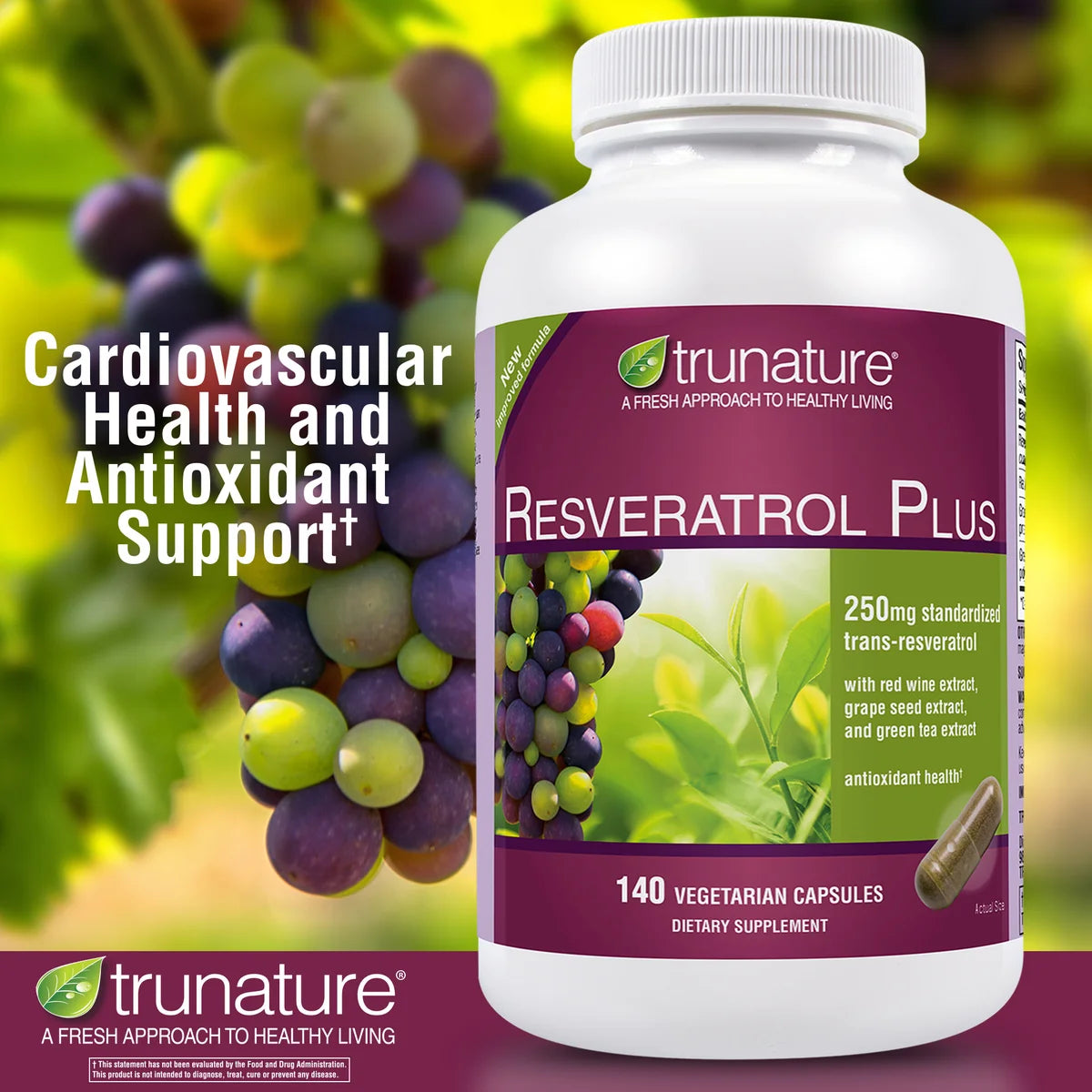 trunature Resveratrol Plus, 140 Vegetarian Capsules