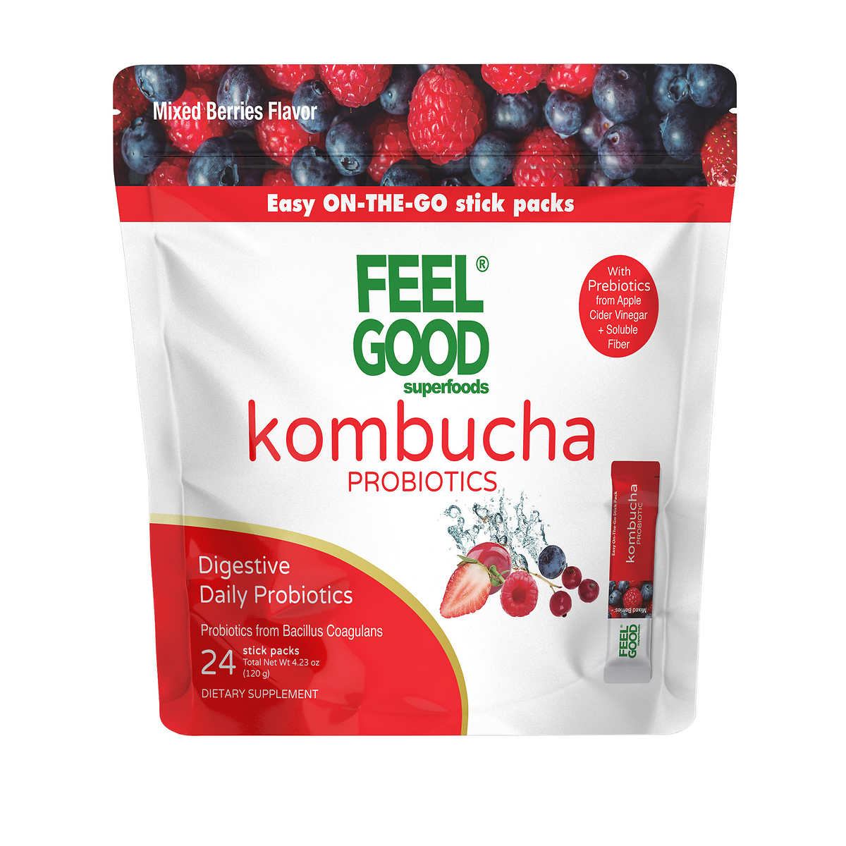 FeelGood Kombucha, 24 Stick Packs