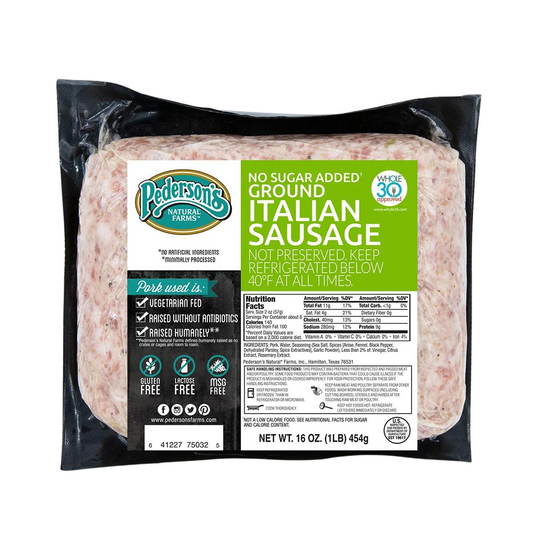 Pederson Natural Farms No Sugar Italian Ground Sausage 1 lb, 10-pack